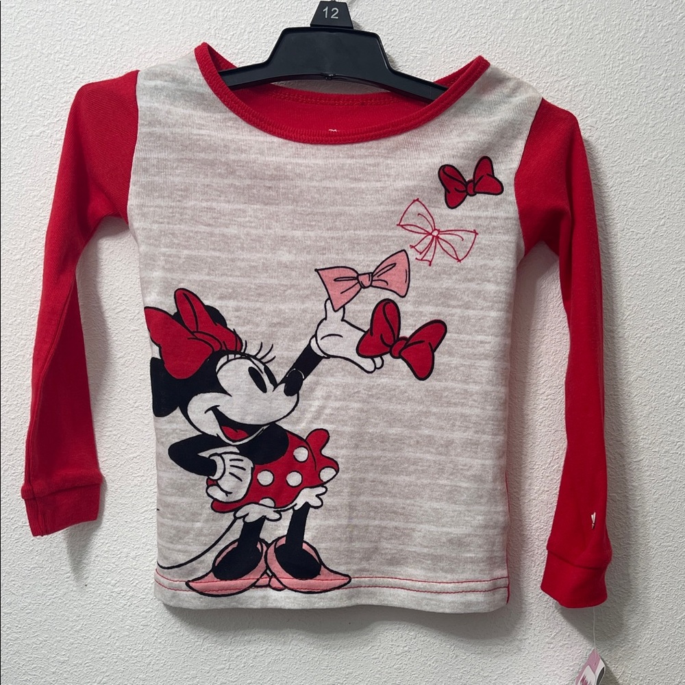 Disney Minnie Mouse Red and Gray Long Sleeve Tee